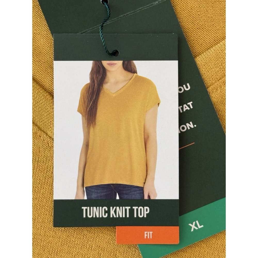 NWT ORVIS Women's Mustard Yellow V-Neck Short Sleeve Knit Casual Top Size XL - Picture 5 of 14